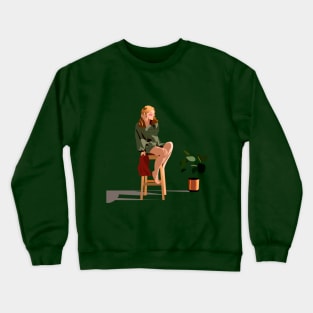 girl sitting on a chair Crewneck Sweatshirt